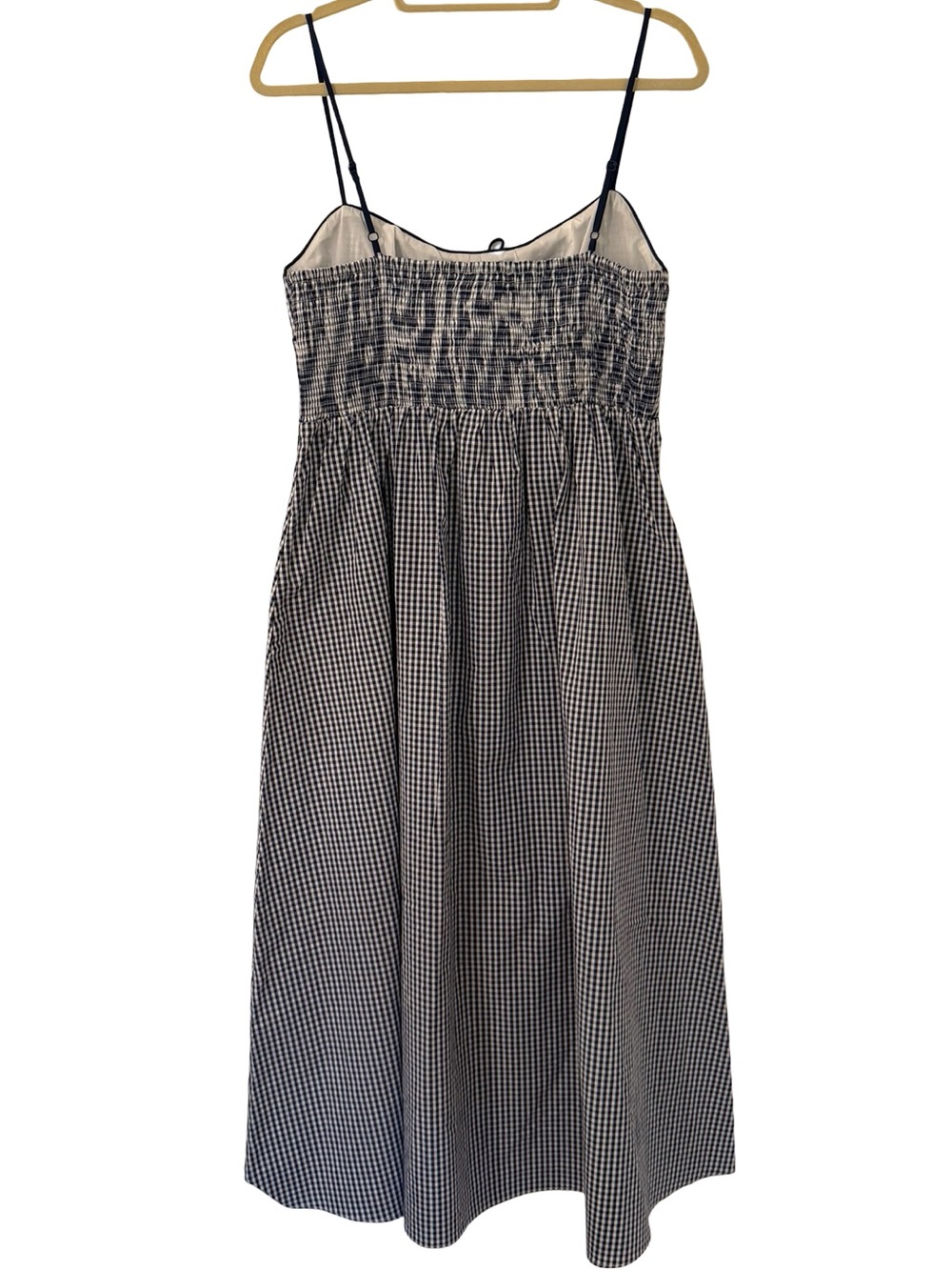 House of Harlow 1960 Gingham Seersucker Smocked Maxi Dress Blue White M NWT - Picture 4 of 9